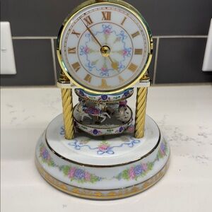 Vtg 1989 Franklin Mint Clock,Fine Porcelain The Birds&Flowers of Orient Express